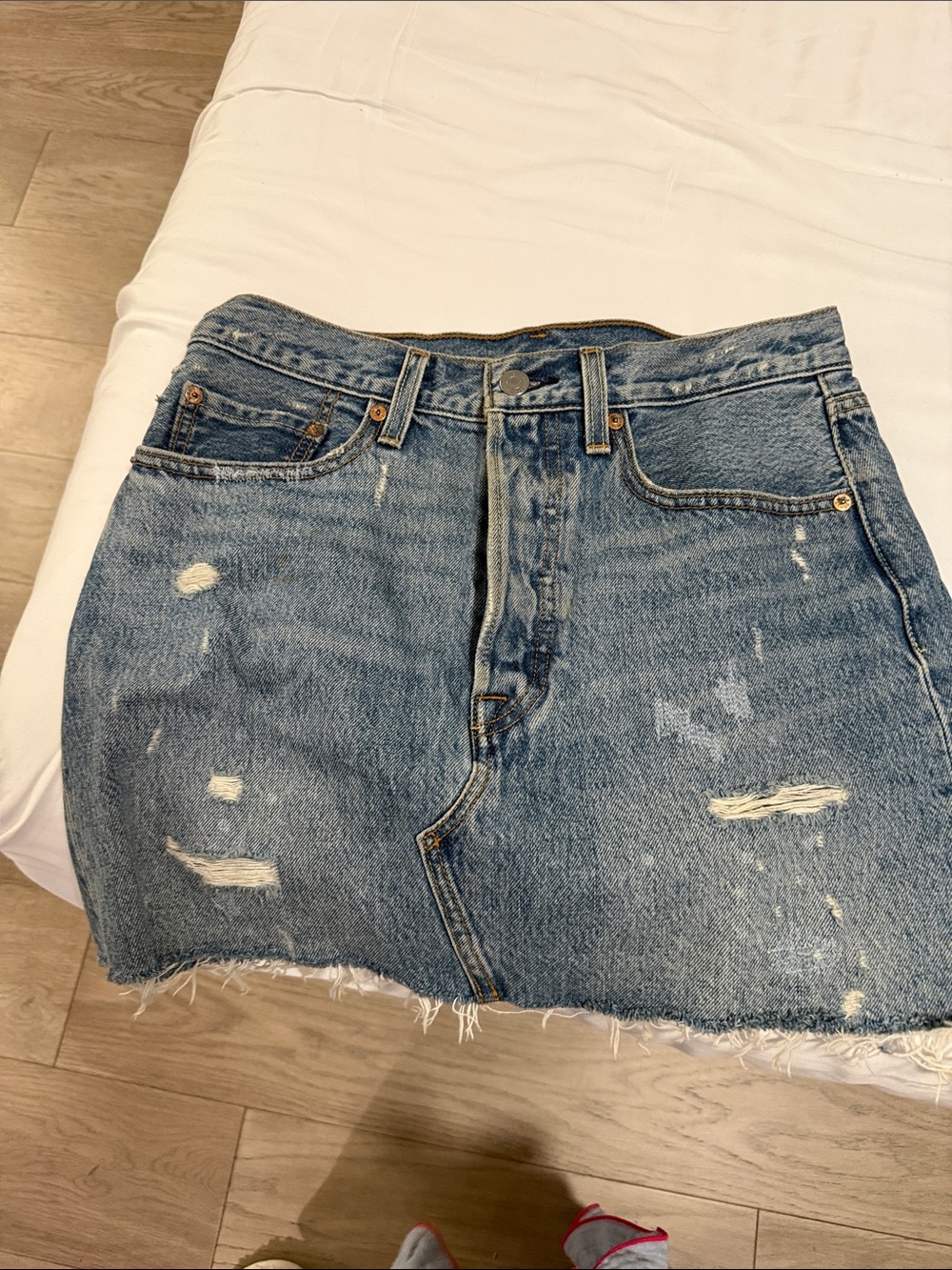 Levi's Blue Distressed Denim Mini Skirt